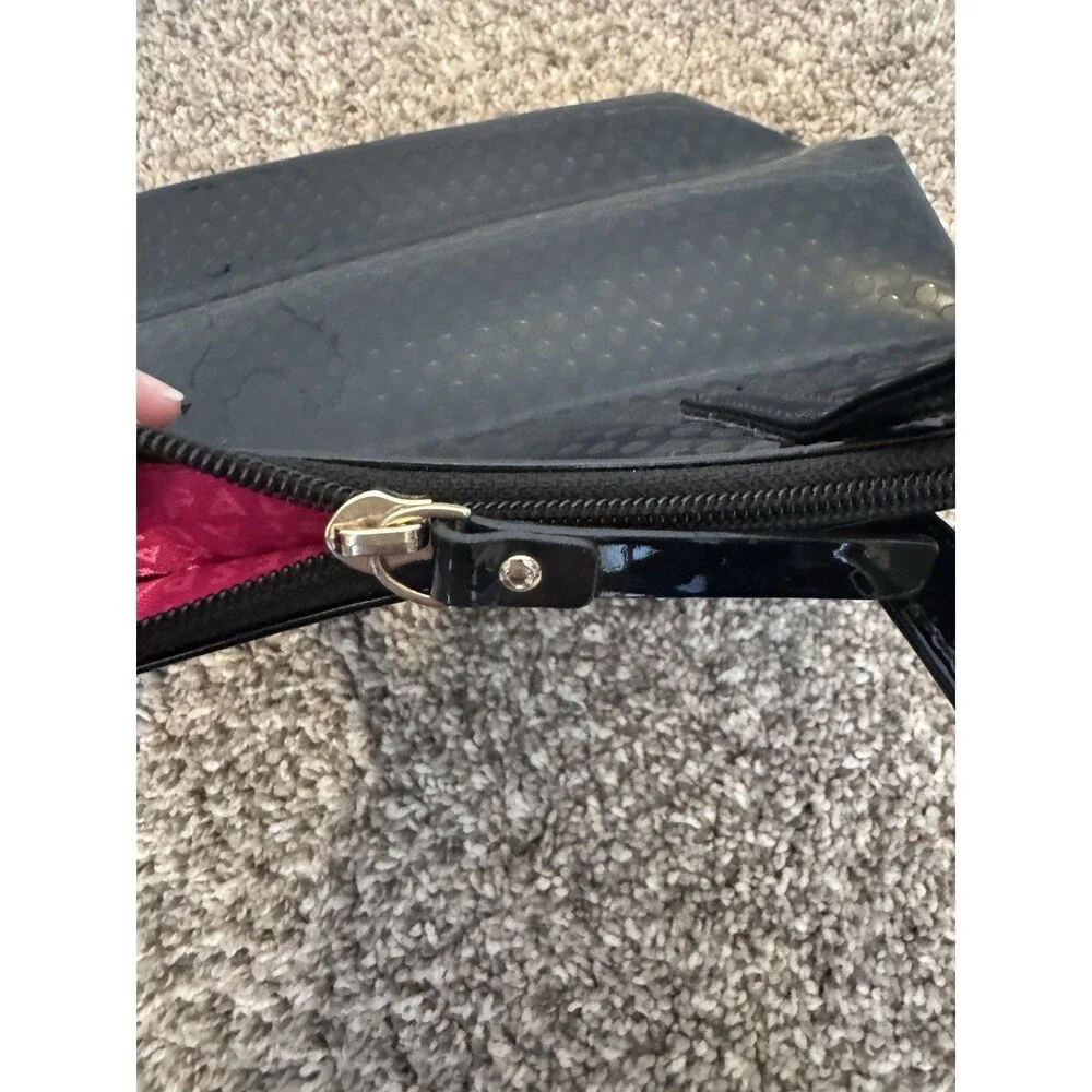 Kate Spade Womens Embossed  Patent, Tote Black Polka Dot, Preowned